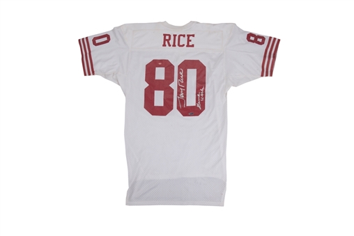 Circa 1989 Jerry Rice Game Used & Signed San Francisco 49ers Road Jersey (MEARS & Tristar)